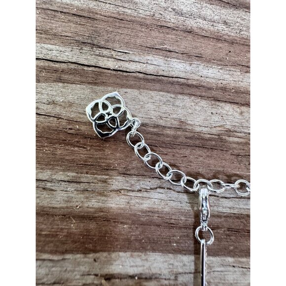 Kendra Scott Silver Elisa Necklace With Blue Opal Pendant - Picture 4 of 7